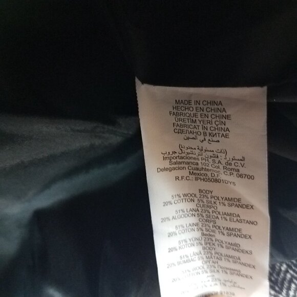 Bebe 4 Cropped Wool Moto Blazer Jacket Herringbone Belted Black/White Buckle - Picture 8 of 12